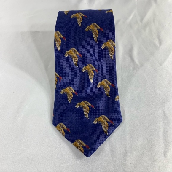 Henry Jacobson Wild Duck Game Men’s Silk Tie - Picture 2 of 5